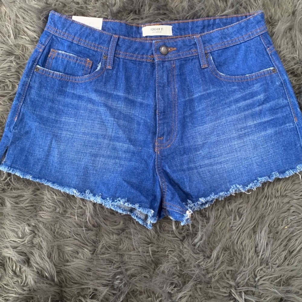 High rise denim shorts